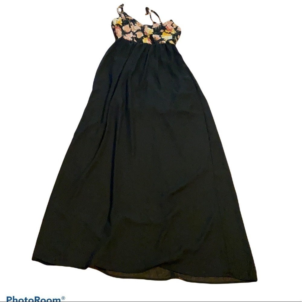 New look floral black sheer bottom sleeveless maxi dress Sz S